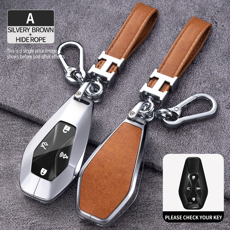 Zinc Alloy Leather Car Key Case for ARCFOX Alpha S T 7 ΑT ΑS ΑT5 S5 Remote Protection Cover Shell Keychain Holder Accessories