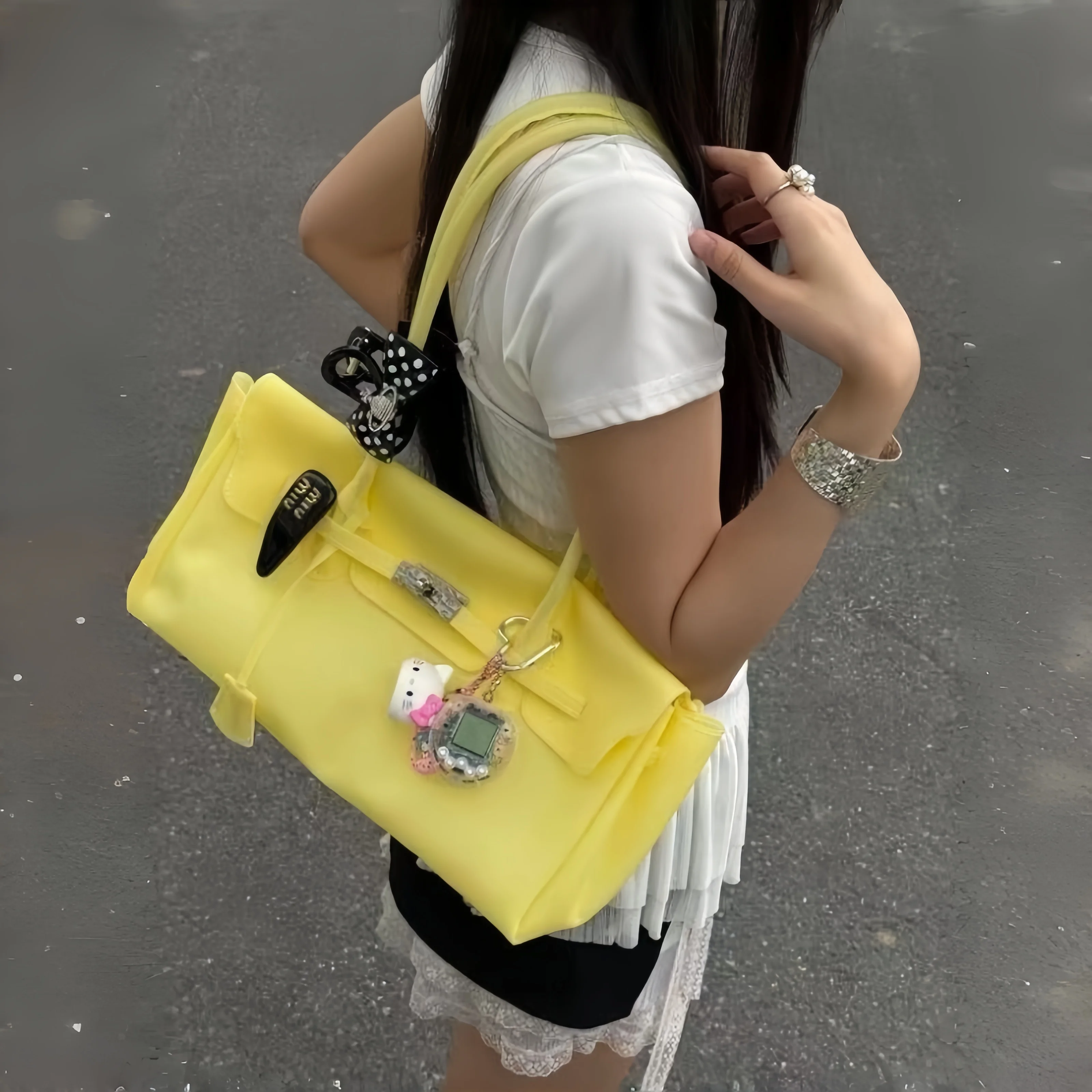 Y2k Große Transparente PVC Koreanische Designer-Unterarmtasche Neu 2026 Sommer Jelly Damenhandtaschen Bonbonfarbene Schulter-Tragetaschen