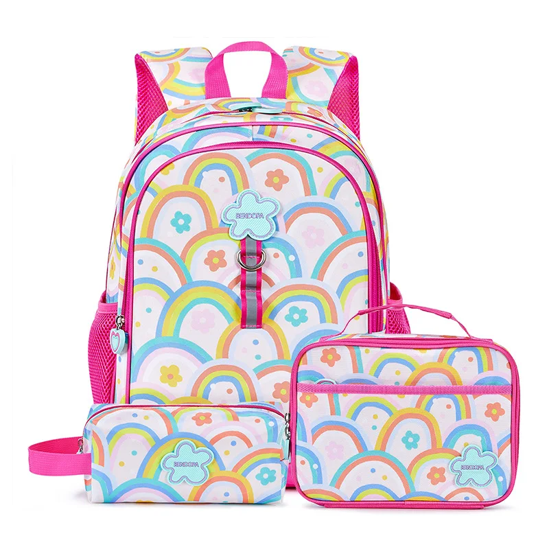 Rainbow Children's Backpack School Bag Women's Three or Four Piece Backpack School Bag 3pcs