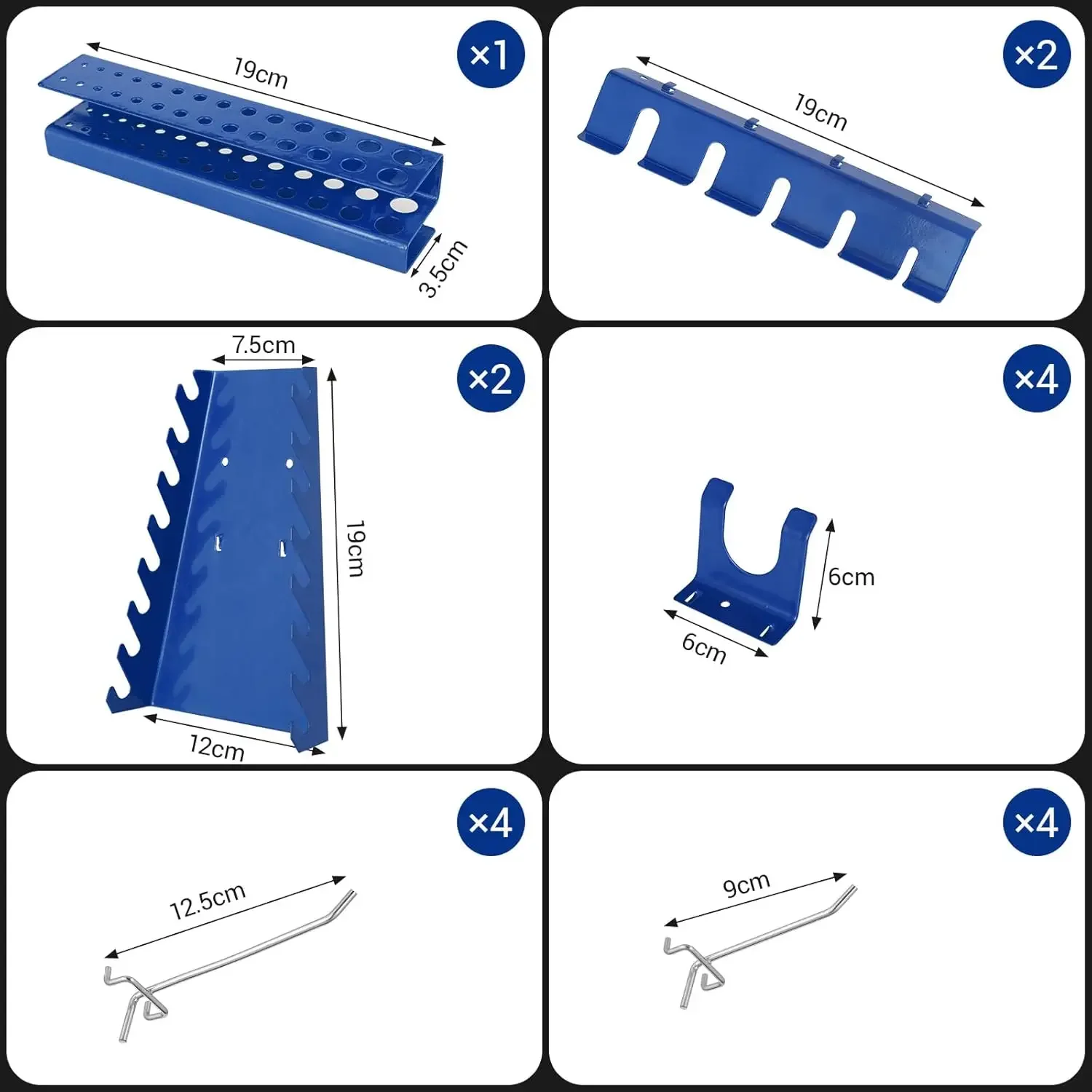 120x60cm Metalowy organizer ścienny z haczykami Zestaw 17 szt., pojemniki do przechowywania w garażu i panelowy organizer na narzędzia Pegboard