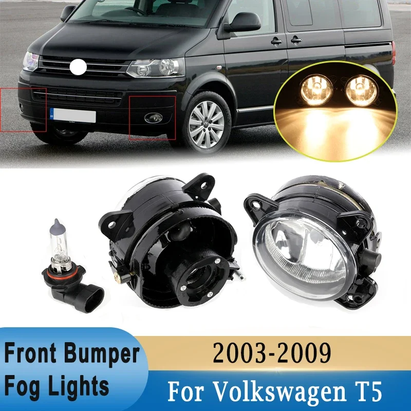 Dla Volkswagen VW Transporter Multivan T5 2003-2009 Światła przeciwmgielne Lewy i prawy przedni zderzak Światło przeciwmgielne z żarówkami 6QD 941699   6QD 941700