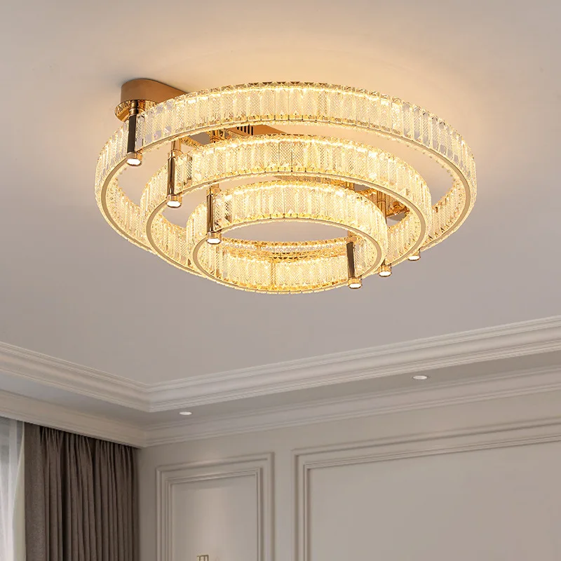 

Luxury ring crystal lamp, living room ceiling lamp, simple modern atmosphere, dining room, master bedroom lamps