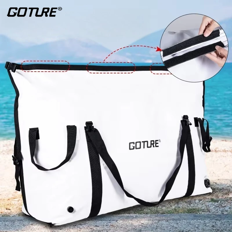 Goture Insulated Fish Cooler Bag Portable Large Monster Leakproof Fish Kill Saltwater Bag for Sea Outdoor Travel with Drain Plug