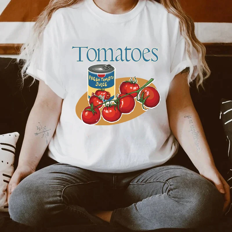 

Plus Size Women Tops Cute Tomatoes Graphic Tee Short Sleeve Aesthetic Foodie Shirt Unisex Trendy Y2k 90s Retro Vegetable T Shirt
