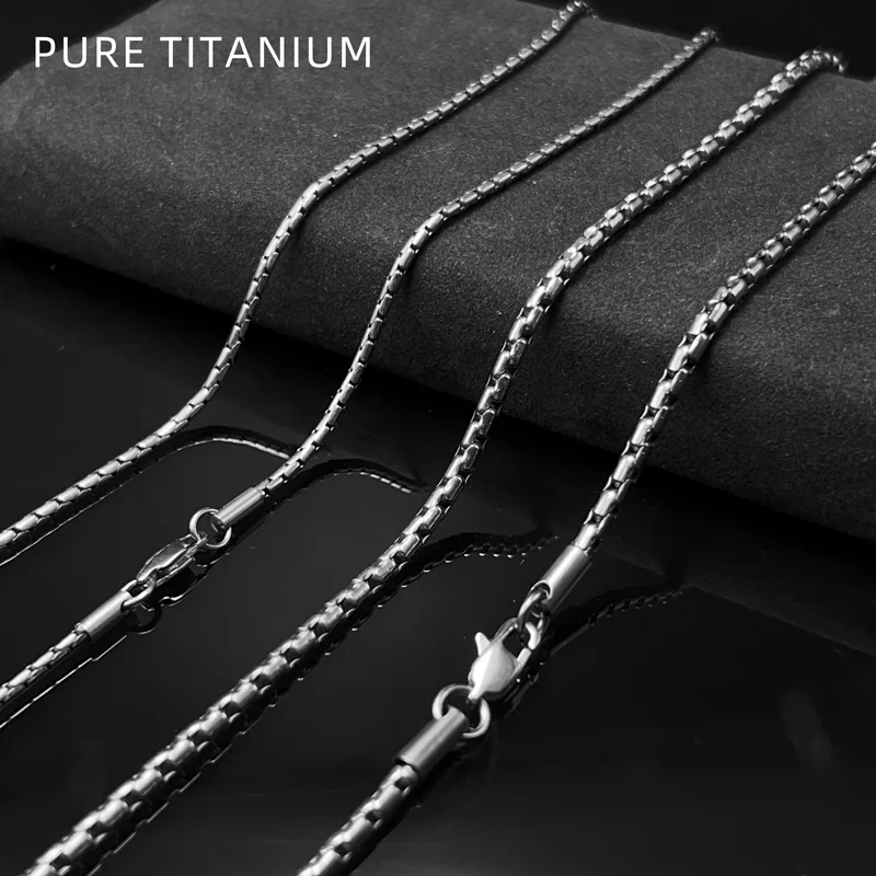 

Wholesale 50/55/60/65/70cm Snake Chain Necklace 2.2mm/2.5mm/3.3mm Solid TA1 Pure Titanium Vintage Jewelry Collares Chain Hombre