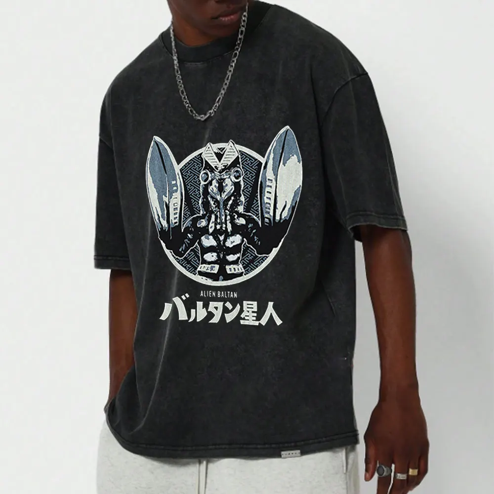 

Men's T Shirt Y2k Clothes Classic Alien Monster Graphic Print Oversized Vintage Wash Loose Short Sleeved Tee Women's Summer Tops