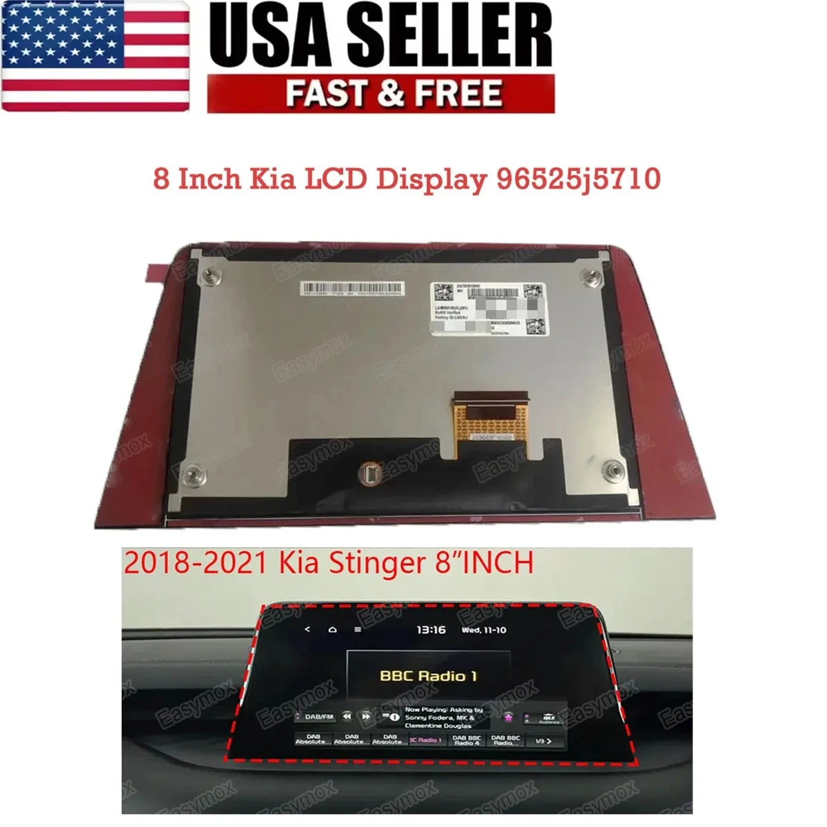 

8 Inch LCD Display for Kia Stinger 2018 2019 2020 2021 Nav Radio Screen 96160M7070WK Repair 96525j5710 LA080WV9-SL08