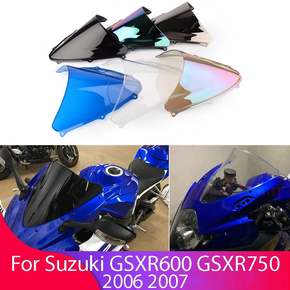 Windshield For SUZUKI GSX-R GSXR 600 750 GSXR600 2006-2007 K6 Double Bubble WindScreen Motorcycle Accessories Fairing Deflector