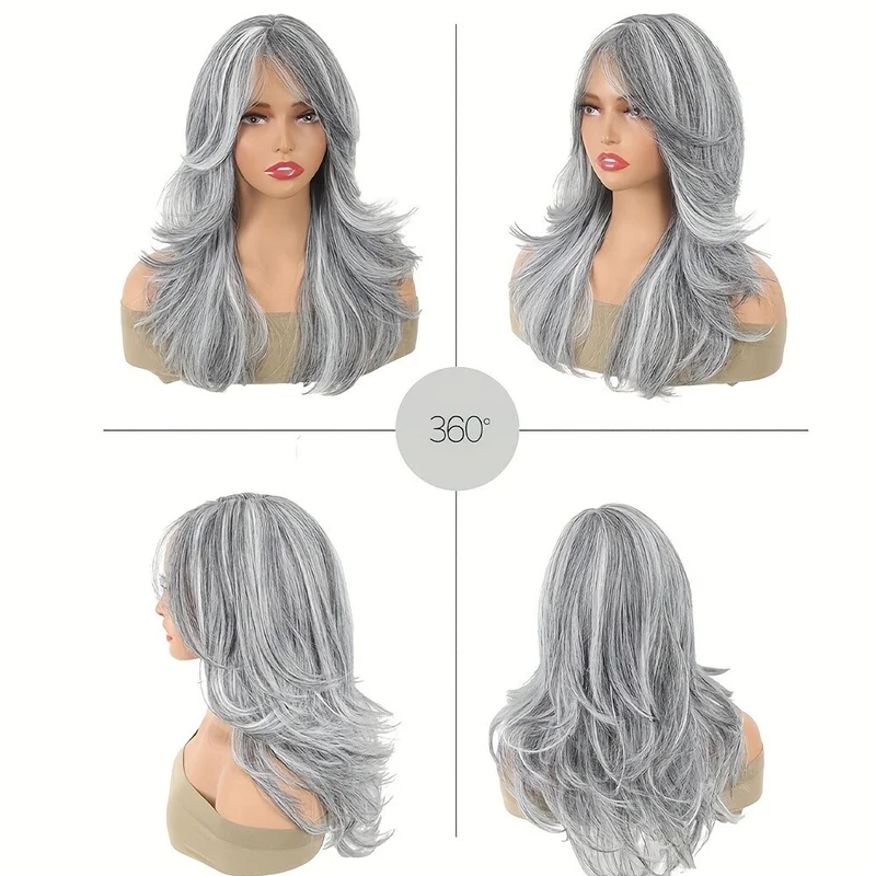 Women Long Wavy Layered Synthetic Heat Resistant Breathable Daily party Wig