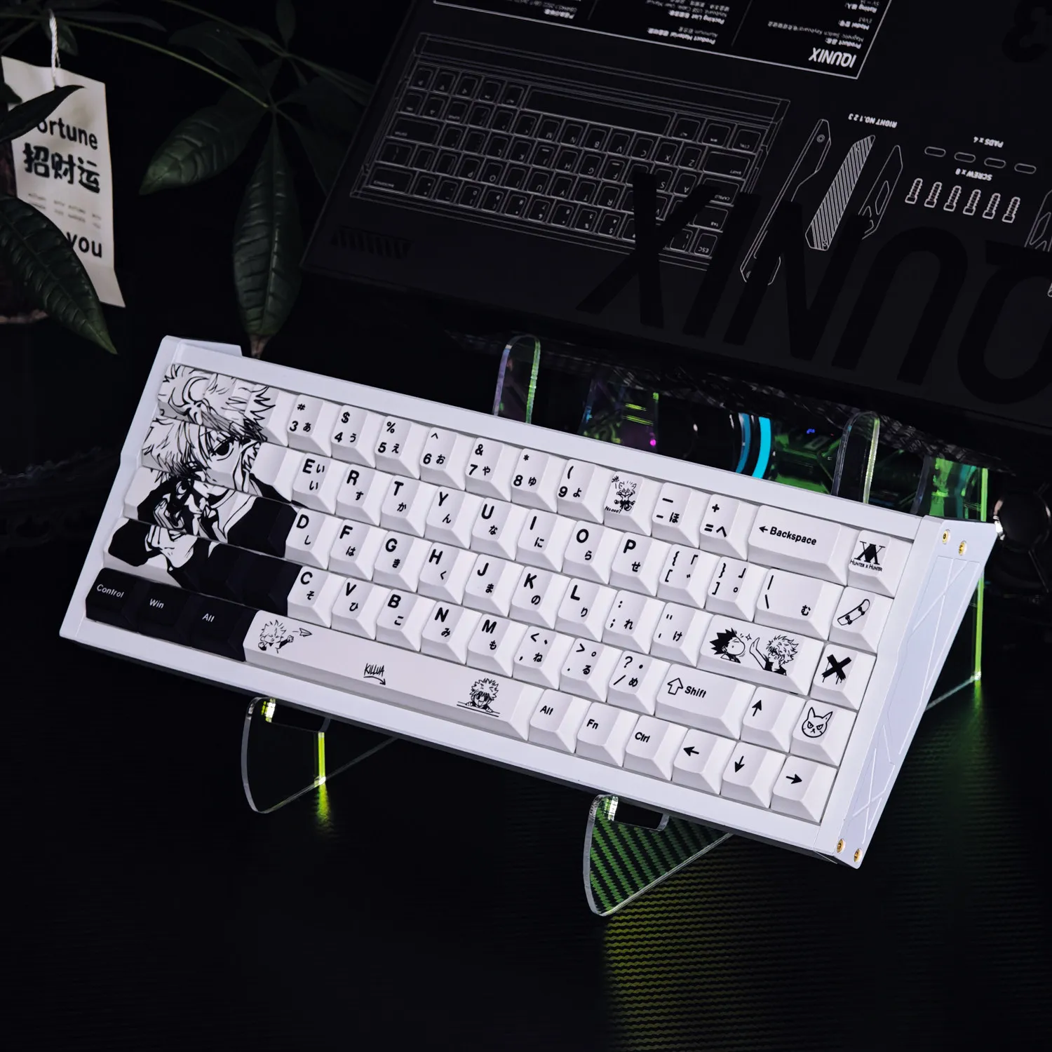 Killua Zoldyck Anime Keycaps PBT Dye Sublimation Cherry Hunter for Mechanical Keyboard 60 63 64 65 68 75 87 AULA F75 Ajazz Game