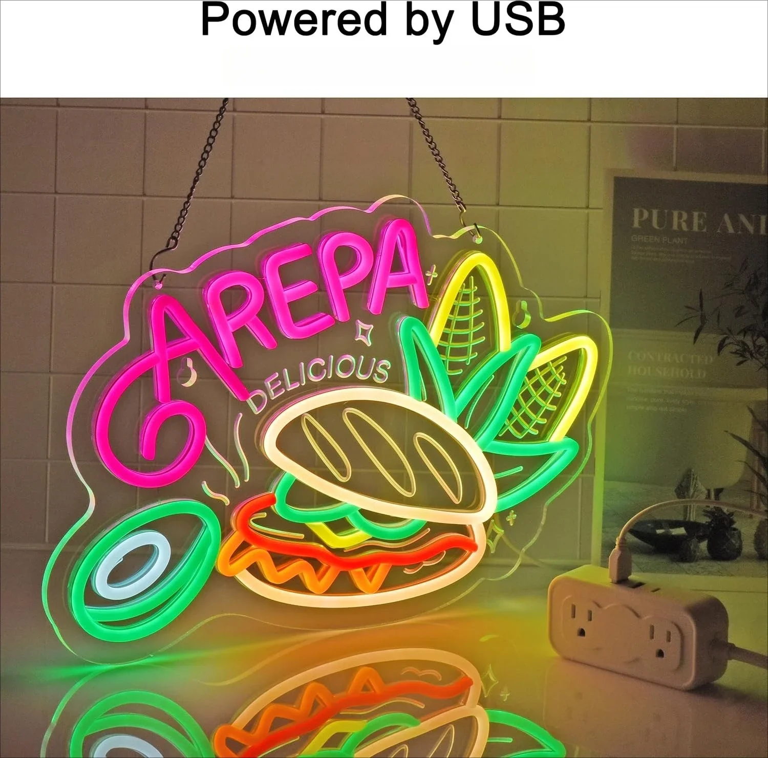 Arepa ضوء النيون تسجيل USB عكس الضوء LED النيون تسجيل لغرفة النوم غرف معيشة نادي بار رجل كهف هدايا الحفلات جدار الفن الديكور #6