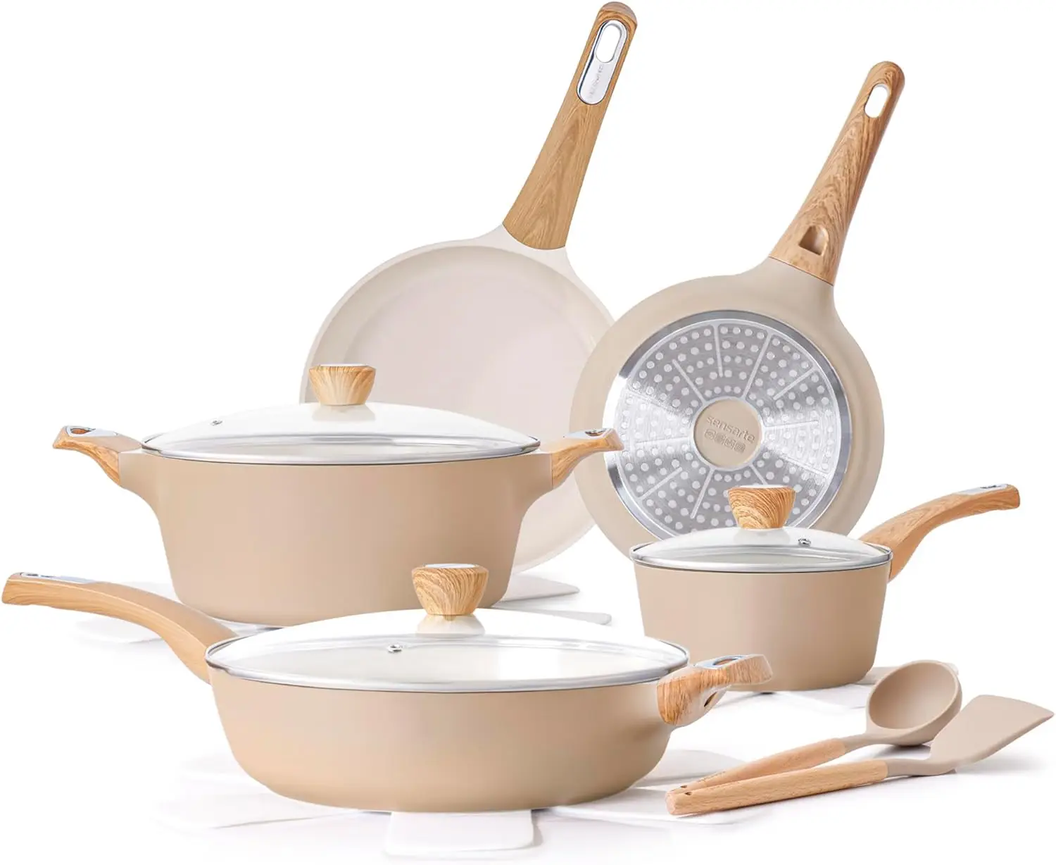 Ceramic Pots and Pans Set Nonstick, Kitchen Cookware Sets, Piece Induction Cookware, Non-toxic Healthy Non Stick Cooking Set