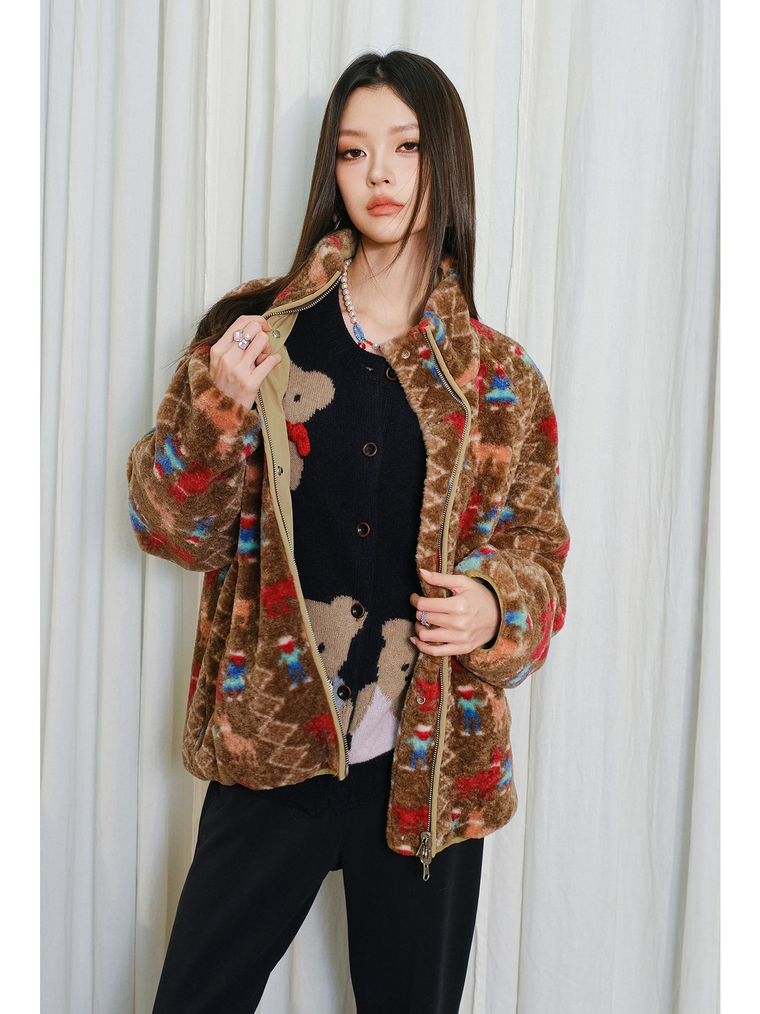 

Утепленная двусторонняя парка MIUCO в ретро-скандинавском стиле с флисовой подкладкой, теплая рабочая куртка на молнии для поездок на работу