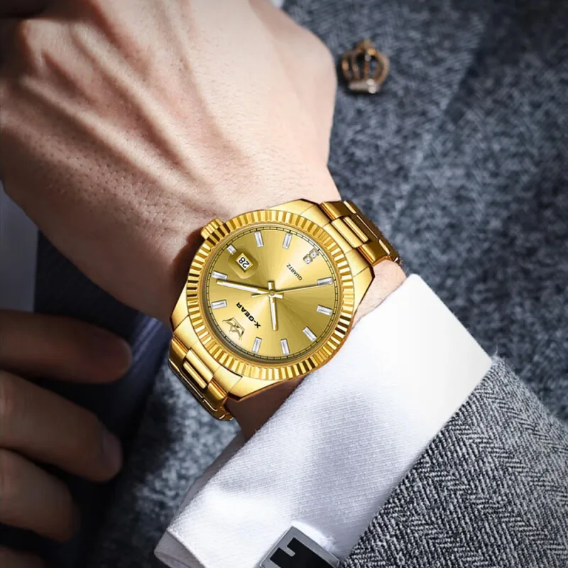 ساعة كوارتز رياضية للأعمال للرجال من X-GEAR، كلاسيكية مضيئة مقاومة للماء مع ميزة التقويم لأسلوب الحياة النشط