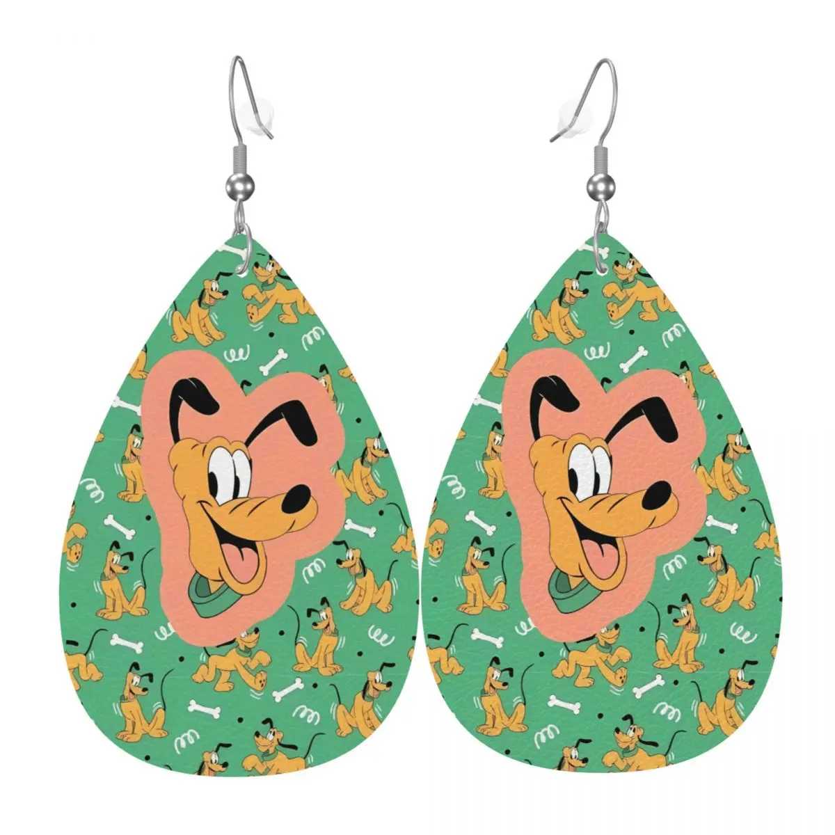 

Custom Drop Dangle Earrings Pluto Wallpaper Leather Teardrop Earrings PVC Leather for Gifts Dainty Jewelry