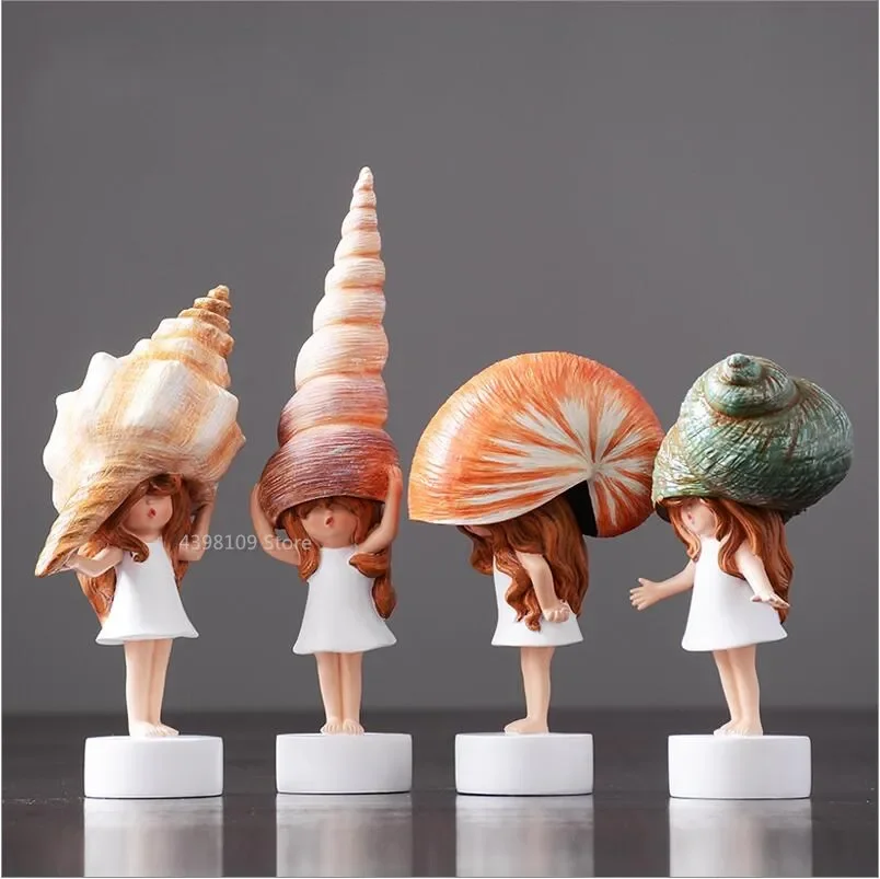 

Modern Conch Girl Decorative Ornaments Home Decoration Resin Crafts Living Room Model Room Soft Decoration Furnishings