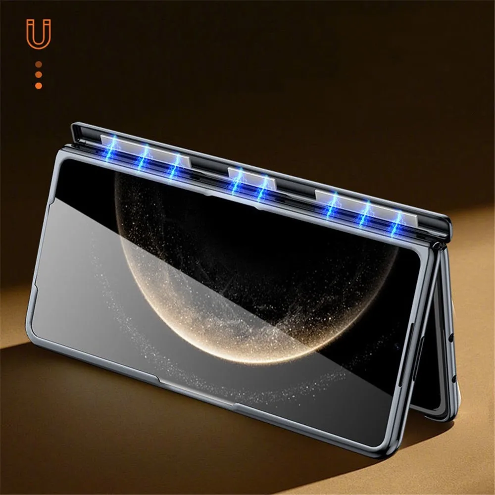 화웨이 메이트 X5 X6 마그네틱 손목 밴드 홀더 커버에 대한 프리미엄 천연 쇠가죽 채찍으로 치다 가죽 유리 필름 케이스