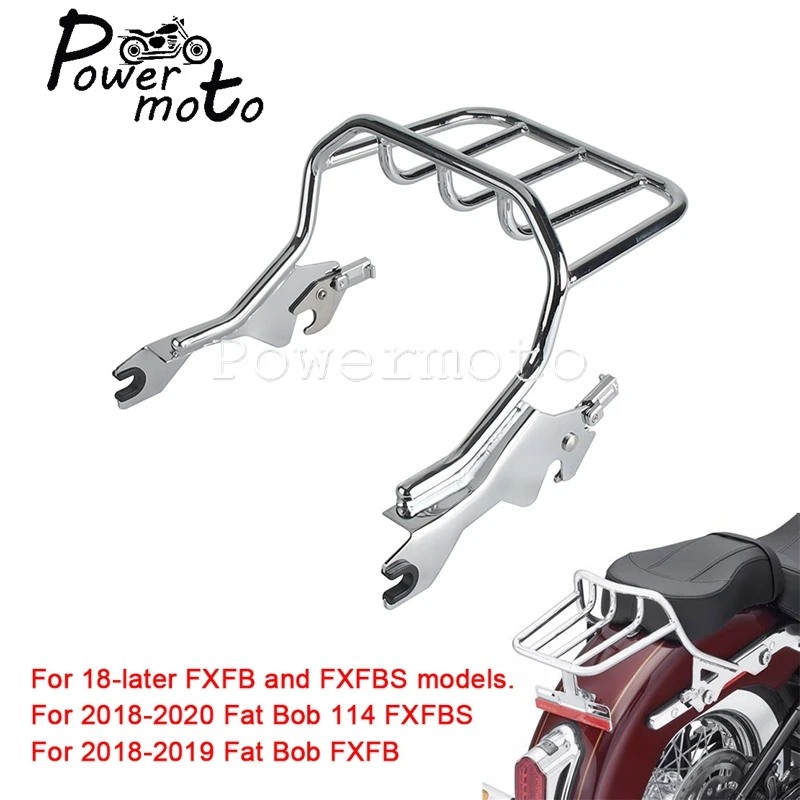 

For Harley Softail Fat Bob FXFB 18-19 FXFBS 18-20 Motorcycle Detachable Rack Carrier Two-Up Tour Pak Pack Mounting Luggage Rack