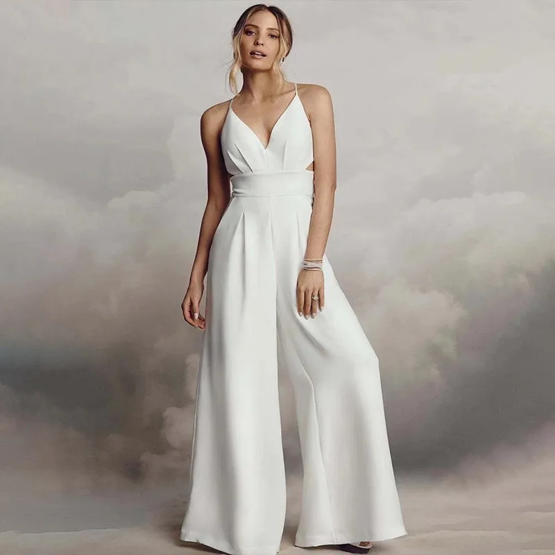 New sleeveless stand-up tight-fitting hip-hugging backless jumpsuit