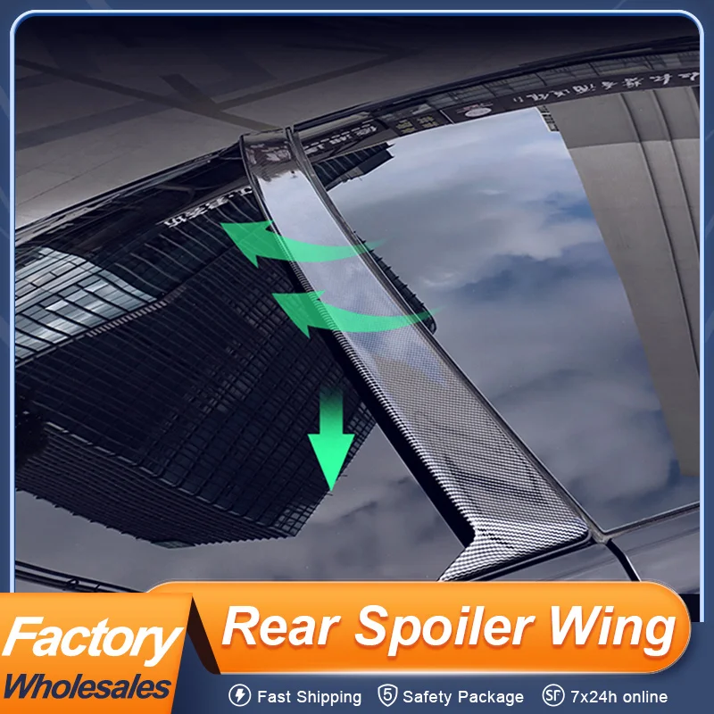 

For Tesla Model Y 2021 2022 2023 2024 Rear Window Roof Trunk Lid Car Spoiler Wing ABS Black Carbon Color Exterior Accessories