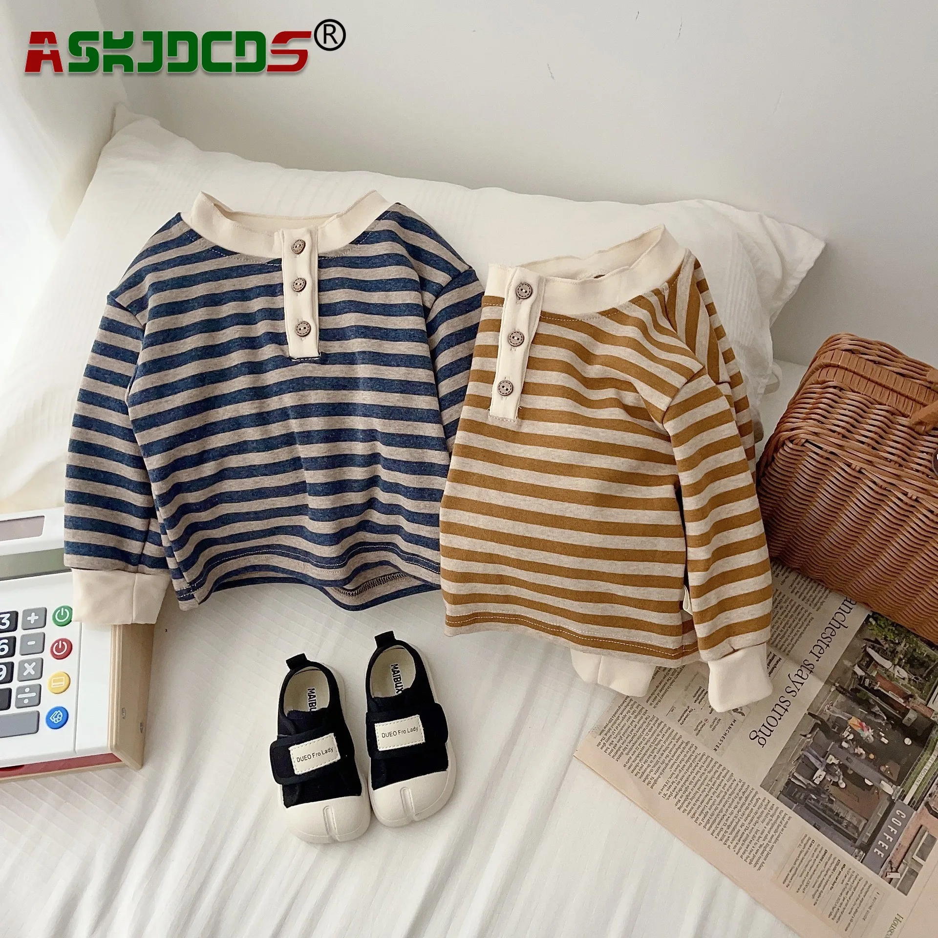 

2023 Autumn New Toddler Children Color Blocking Striped Top Shirts Full Sleeve Bottoming Clothing for Baby Boys and Girls 3M-6Y