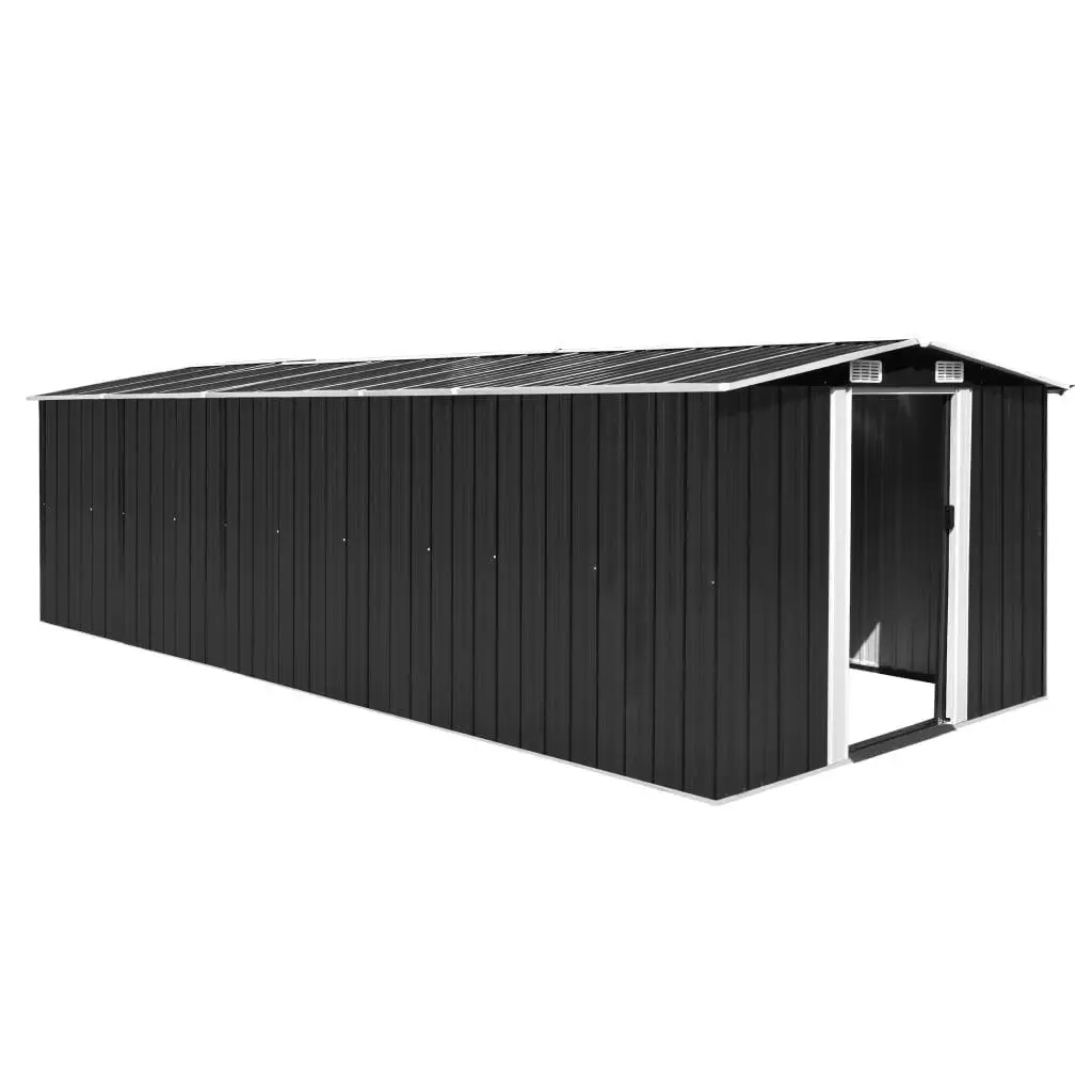 Large Metal Garden Shed 257x580x181 cm - Durable Anthracite Storage Solution