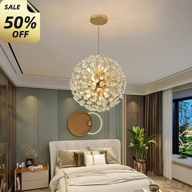 Nordic Ceiling Lamp LED Crystal Desk Lamp Living Room Bedroom Salon Indoor Lighting Lustre Sun Flower Art Deco Table Stand Light