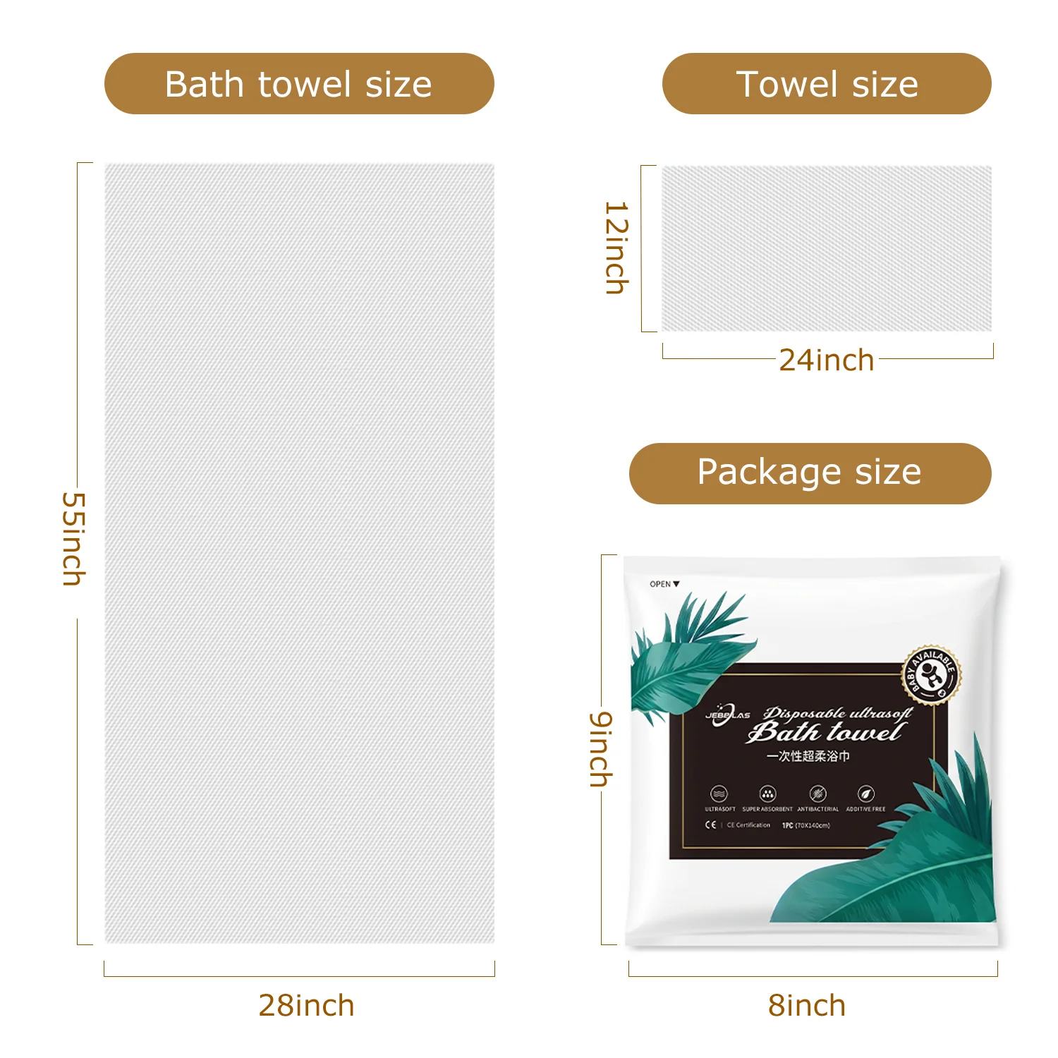 Individually Packed Disposable Bath & Face Towel Set Ultra Absorbent Antibacterial Fiber Quick Dry Hygienic Travel Outdoor Hotel