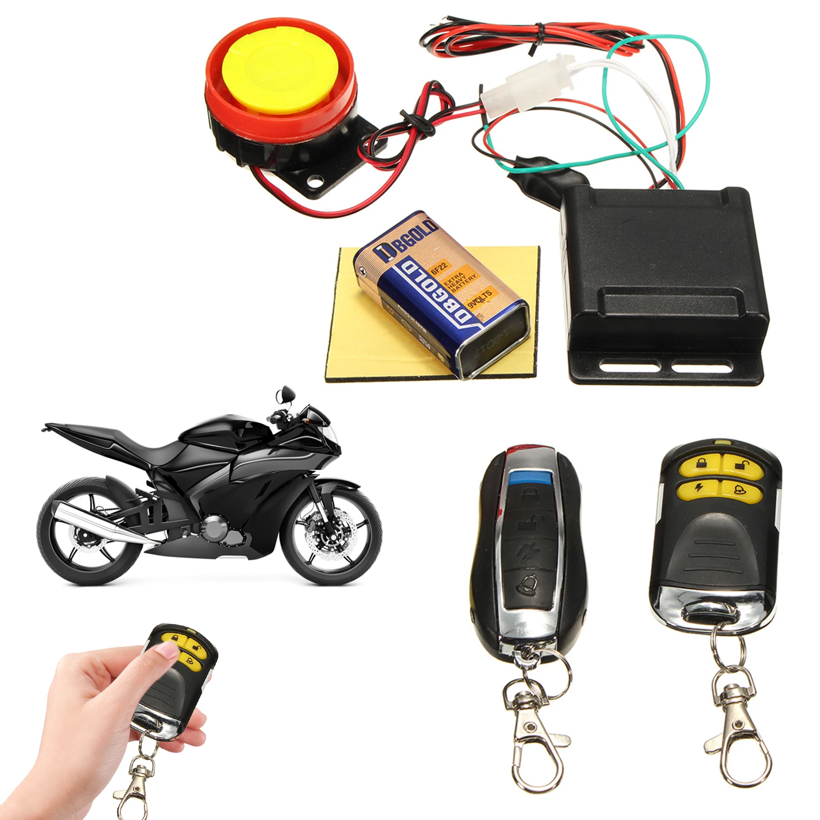 

Motorcycle Wireless Alarm System Waterproof Alarm With Remote 125dB Bike Anti Theft Vibration Motion Sensor