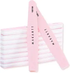 Makartt Nail Buffer Block Nail Prep Sponge Nail Files 100/180 Grit Pink Nail Sanding Buffer for Acrylic Nails 10Pcs