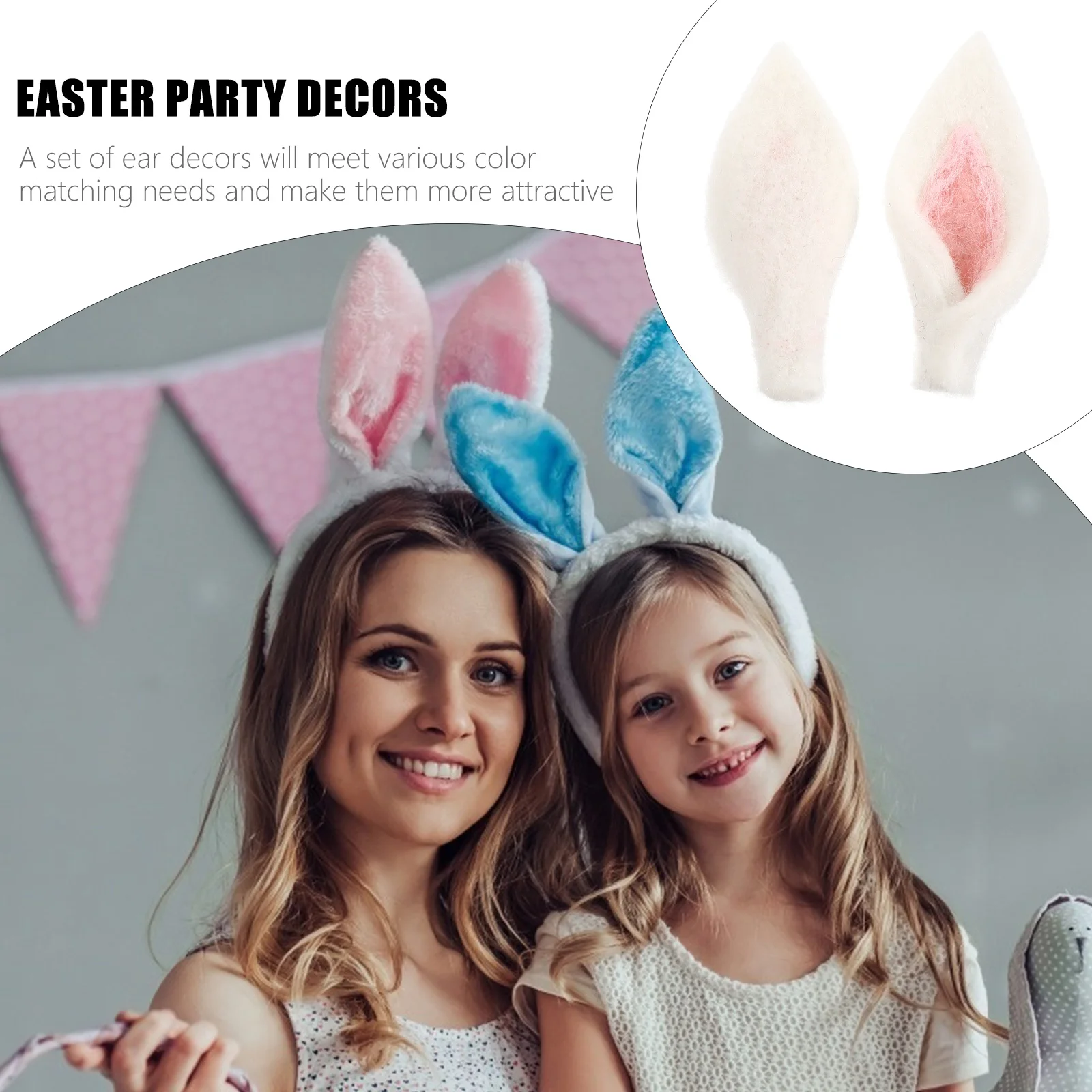 

1Set Felt Rabbit Ear Decorations Easter Accessories Multipurpose DIY Easter Party Supplies Colorful Felt Ear Accents