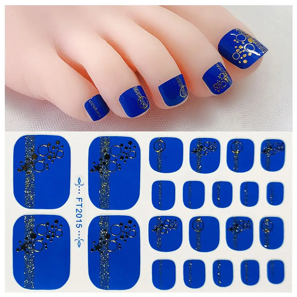 Fluorescent Self-Adhesive Women Shiny DIY Toenail Art Decals Nail Patch Nail Wraps Toenail Strips Full Cover Toenail Sticker