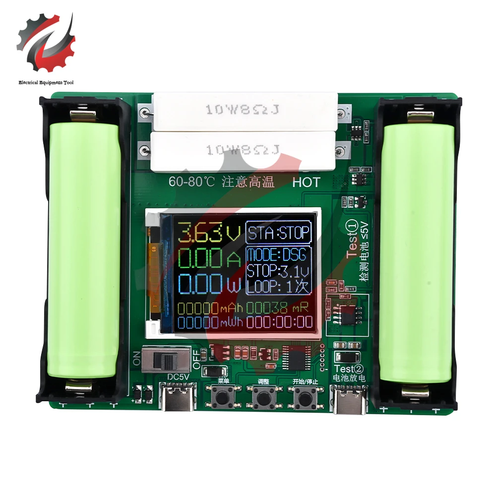 18650/21700 Lithium Battery Capacity Tester Module High Precision Type-C USB LCD Digital Display True Capacity Module MaH/mwH