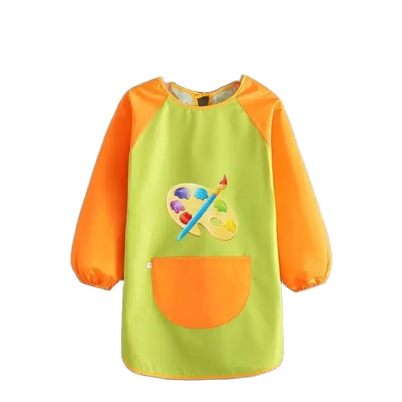 Kids Waterproof Apron with Pockets Painting Aprons Children Long Sleeved Artistic Graffiti Uniform Children Bib Birthday Gifts