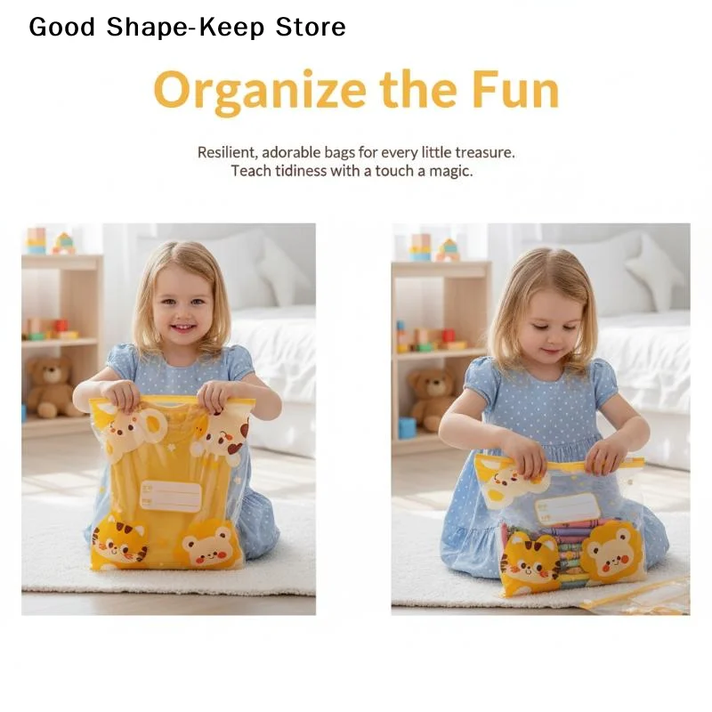 Leakproof Waterproof Kids Storage Bags 10/15/20Pcs Cute Animal Prints Portable Kindergarten Organizer for Picnic School Travel