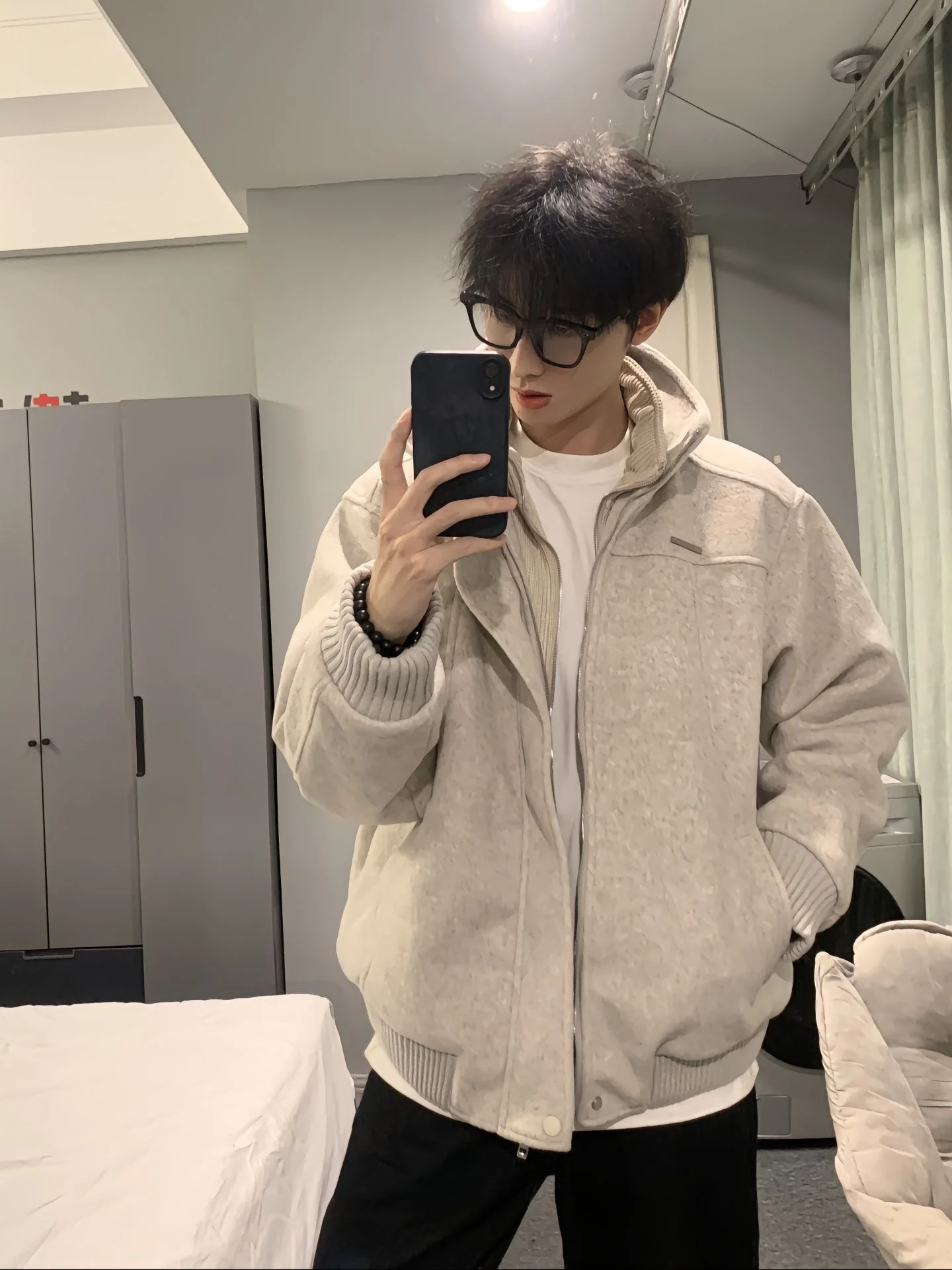

Thiened Woolen Men's Jaet Coat Stand Collar Winter Warm Outerwear American Retro Sle Long Sve Sweatirt Coat
