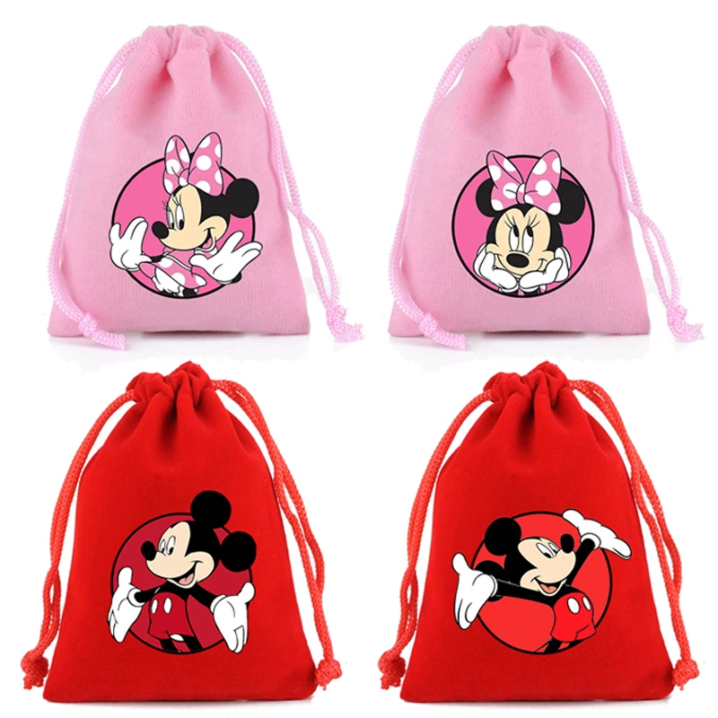 Disney Drawstring Bag Cute Cartoon Mickey Minnie Mouse Printed Handbag Student Stationery Organiser Children\'s Birthday Gifts