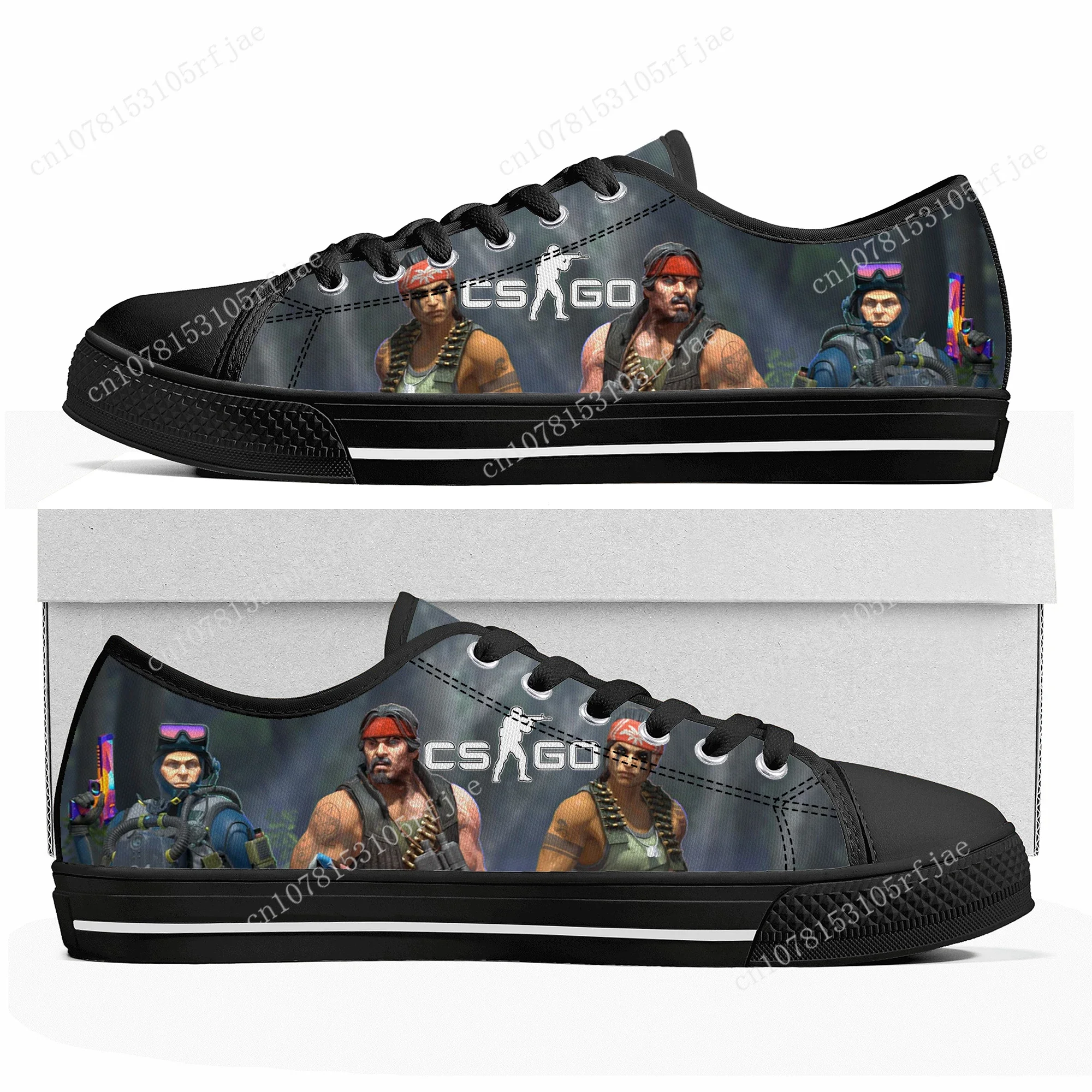 Cartoon Game Counter Strike globale Offensive Low Top Sneakers Damen Herren hochwertige Schuhe lässig maßge schneiderte Canvas Sneaker