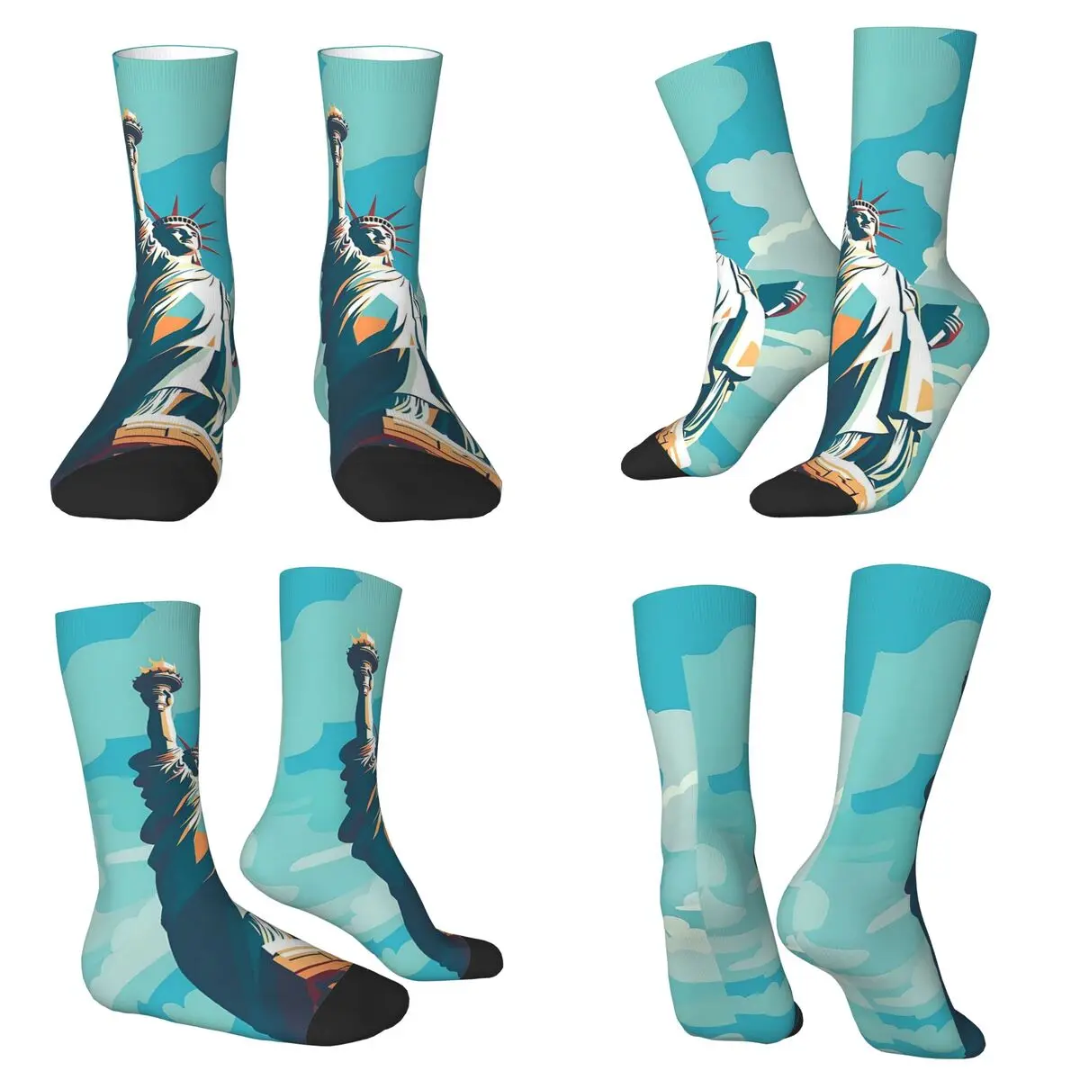 

Statue Of Liberty Print Socks Harajuku Super Soft Stockings All Season Long Socks Accessories for Man's Woman's Christmas Gifts