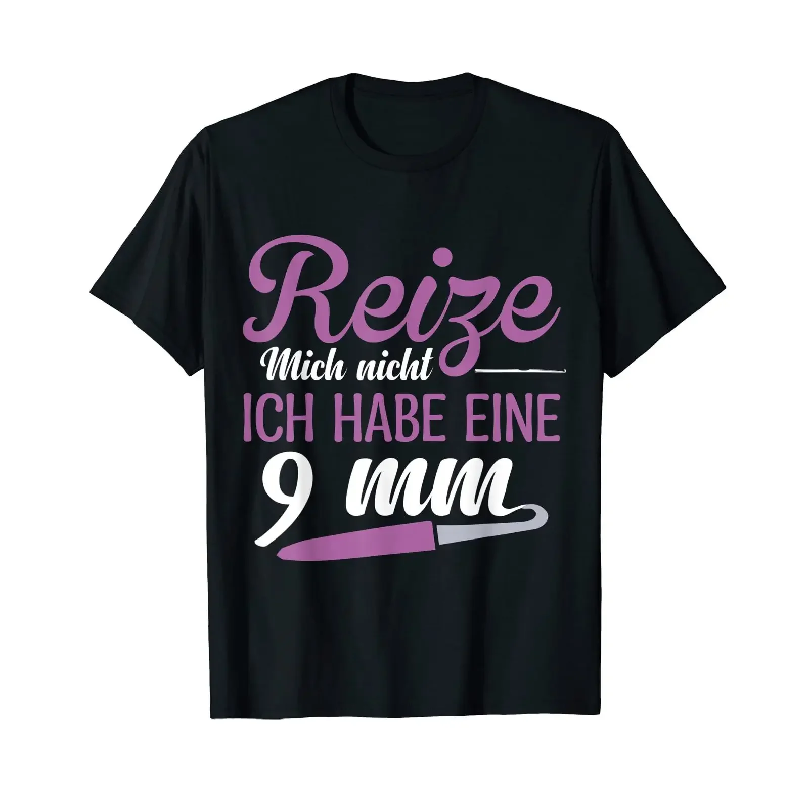 Don't tempt me I have a 9 mm crochet sewing knitting T shirt black vintage Washed Top For Everyday Wear Comfortable Soft