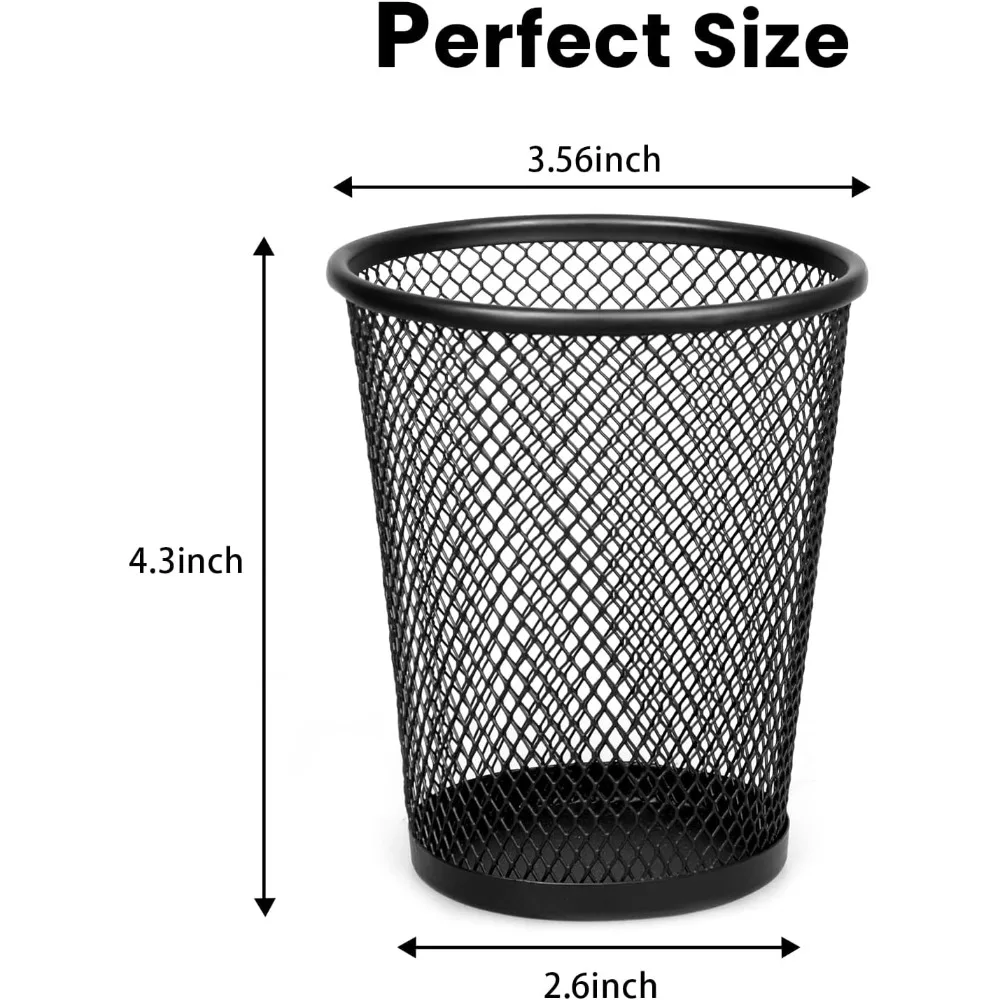 6 عبوات من حوامل الأقلام المعدنية الشبكية السوداء - أكواب تنظيم المكتب للمكتب والمدرسة #1