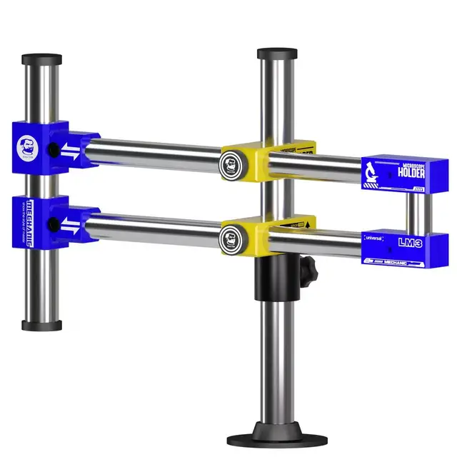 MECHANIC LM3 360 °   Uniwersalny uchwyt dwuramienny o długości 48,5 cm, obracany o 360 stopni °   Regulowany, obrotowy uchwyt na obiektyw do mikroskopu
