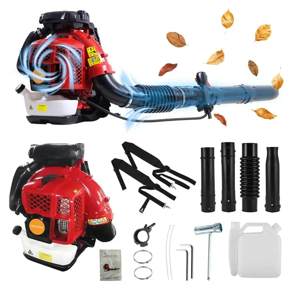 Gas Powered Leaf Blower,80CC Gas Powered Commercial Backpack Air Dust Blower,2.3L Tank Strong Wind Force Long Pipe Snow Blower