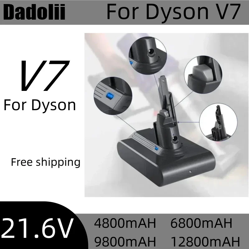 2024 New Dyson V7 battery 21.6V 12800mAh Li-lon Rechargeable Battery For Dyson V7 Battery Animal Pro Vacuum Cleaner Replacement