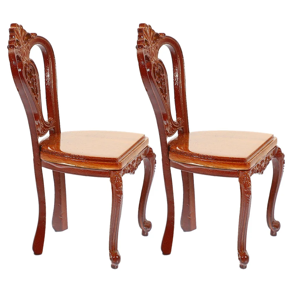 2 Pcs Dollhouse Accessories Mini Back Chair Ornaments Miniature Furniture Household