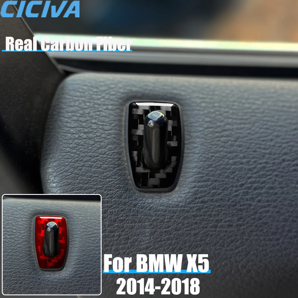 

Real Carbon Fiber Car Accessories Door Lock Ring Decorative Trim Cover Soft Sticker For BMW X5 F15 2014 2015 2016 2017 2018