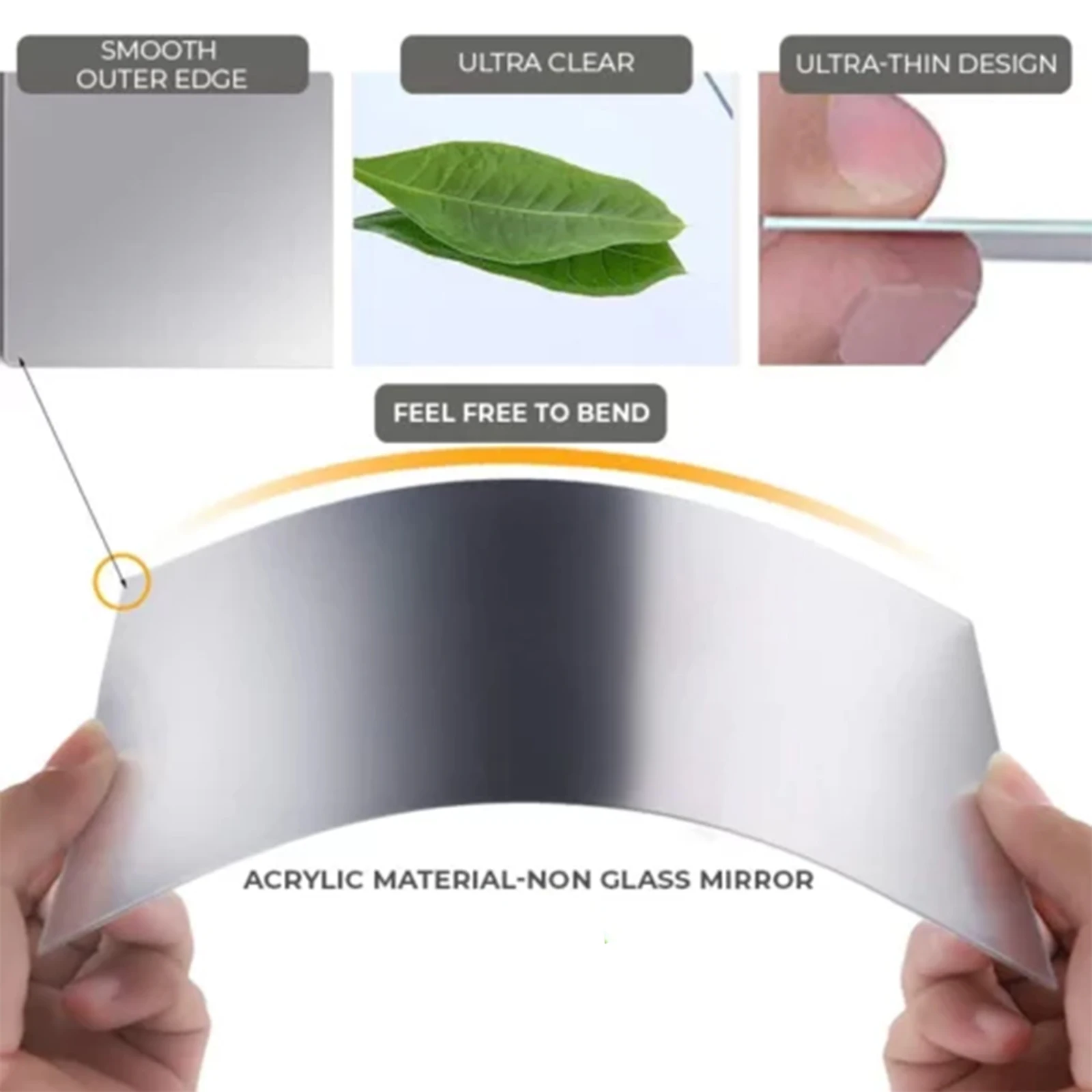 12pcs Self-Adhesive Anti-Fall Wall Mirror Acrylic Tiles Shatterproof DIY Full Length No Drilling Bedroom Living Room Decor
