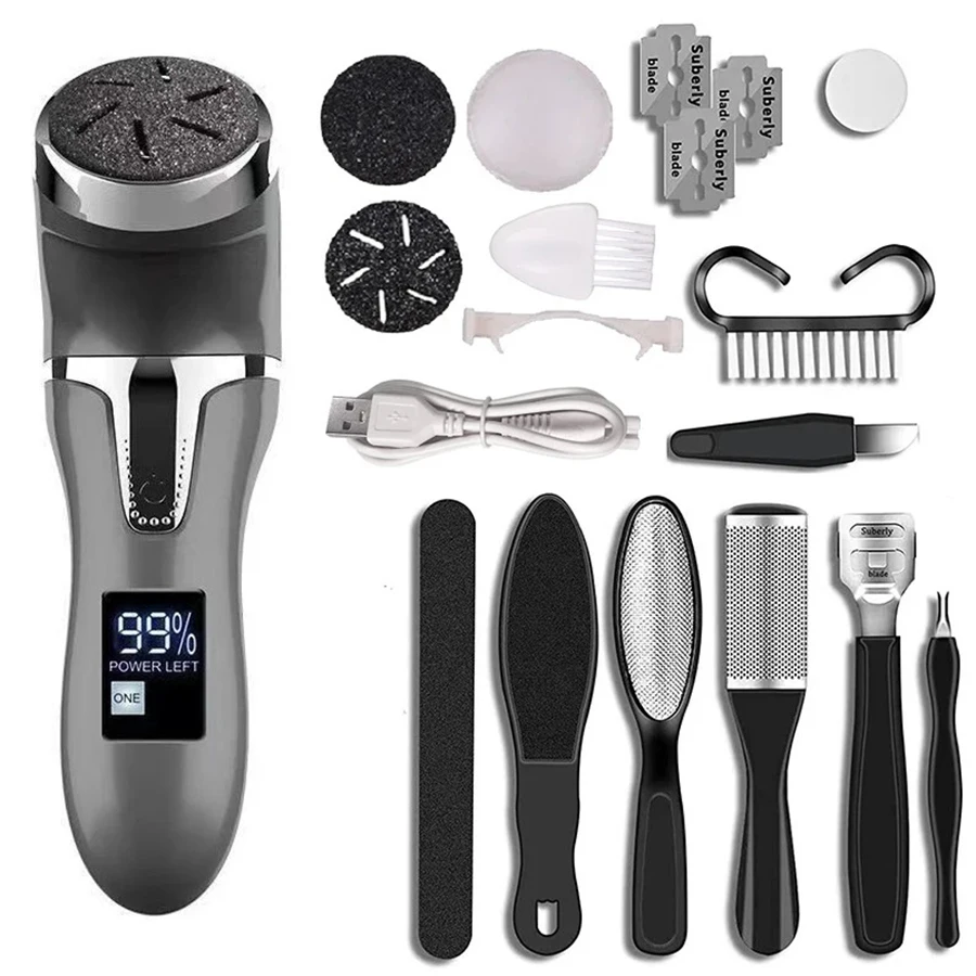 Electric Foot Polisher Callus Remover Rechargeable Foot File Heel Cracked Dead Skin Scrubber Grinder Pedicure Machine 10 Tools