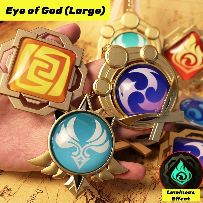 男性と女性のための発光ゲームキーチェーン,大きなキーチェーン,7要素の武器,オリジナルのゴッドのおもちゃ