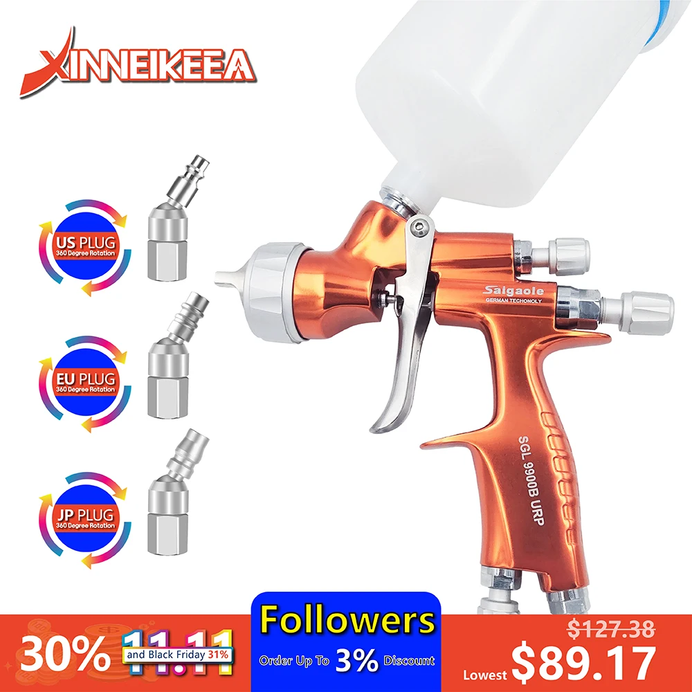 Saigaole 9900B Automotive Finish Paint Spray Gun HVLP High Atomization Sheet Metal Paint Waterborne Paint Varnish Air Spray Gun